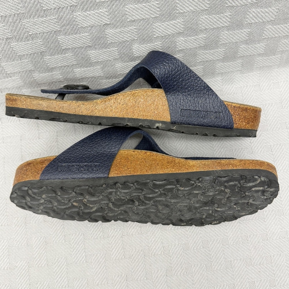 Birkenstock Gizeh Sandals Womens Size 8.5 US Blue Leather Thong Wedge Cork - Picture 7 of 10